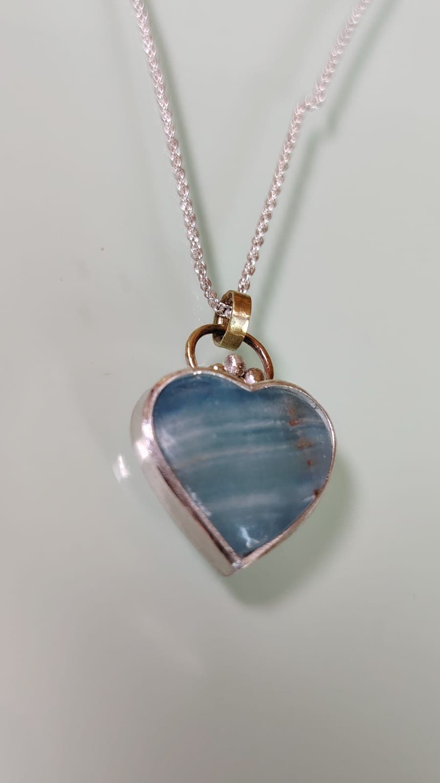 Collar Corazón Ónix Cielo