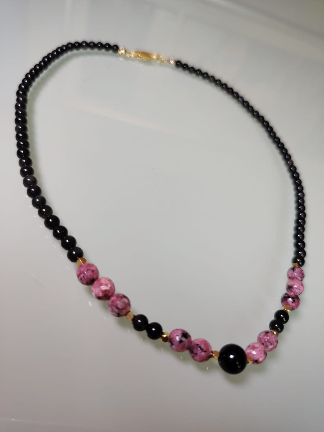 Collar Cuarzo Negro y Rosa