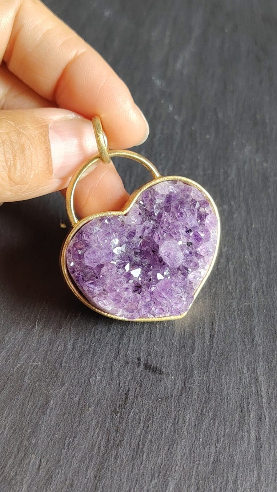 Collar Corazón Drusa de Amatista vista 2